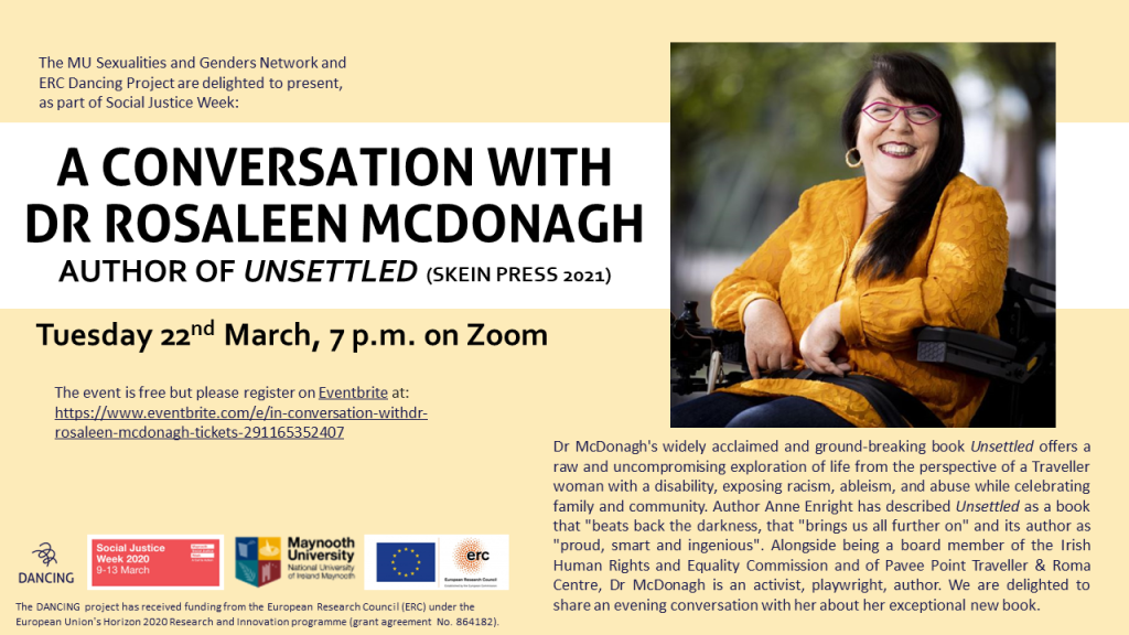 The poster of the event ' a conversation with Dr. Rosaleen McDonagh'