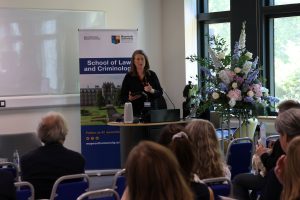 Vice President Research and Innovation, Prof. Rachel Msetfi delivering a speech.