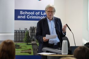 Prof. Bruno De Witte delivering a speech.
