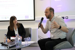 Prof. Mark Priestley giving a keynote speech moderated by Prof. Dorothy Estrada-Tanck.