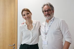 Principal Investigator of DANCING Prof. Delia Ferri and Accessibility Designer Norbert Croonenberg standing together.
